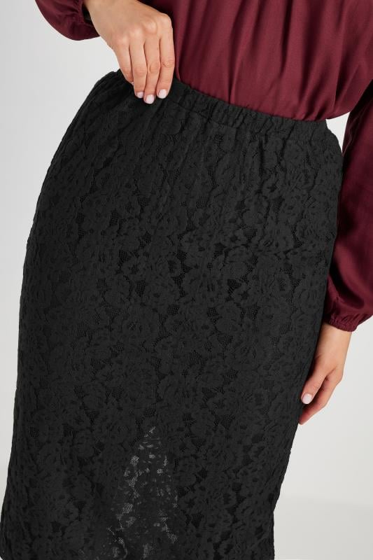 Black lace pencil skirt best sale