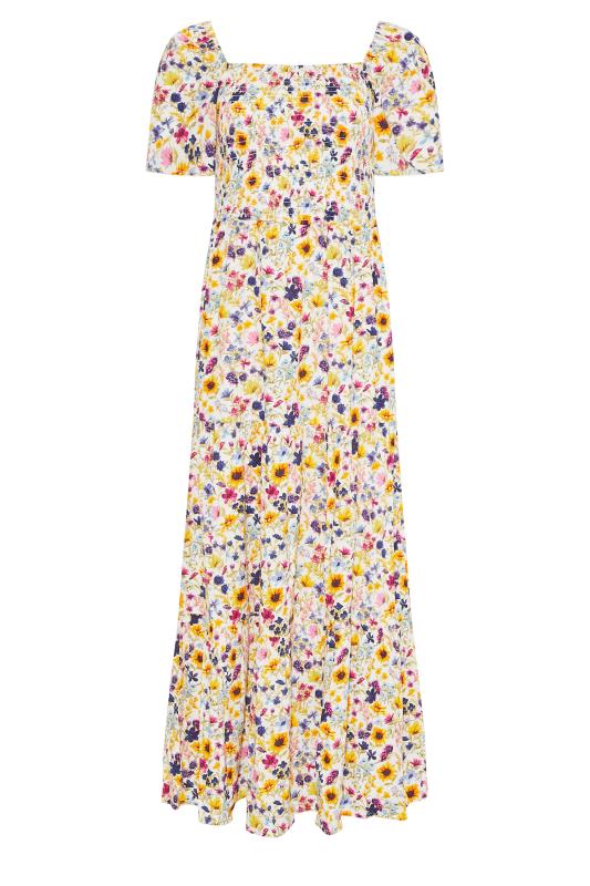 LTS Tall Women's Yellow Floral Print Shirred Maxi Dress | Long Tall Sally 6