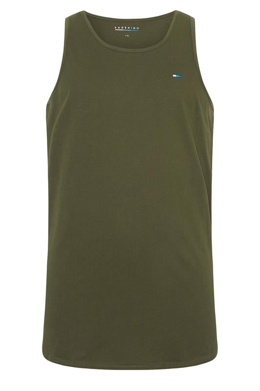BadRhino Big & Tall Khaki Green Extra Long Plain Vest Top | BadRhino 5