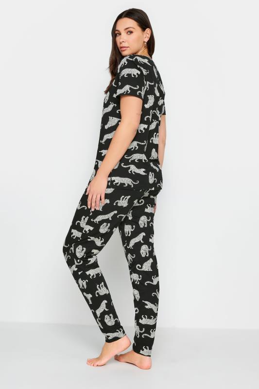 LTS Tall Womens Black Animal Print Tapered Leg Pyjama Set | Long Tall Sally 4