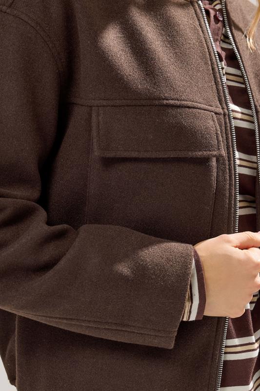 LTS Tall Chocolate Brown Brushed Pocket Bomber Jacket | Long Tall Sally 4