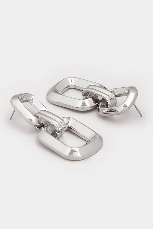 Silver Tone Double Chain Earrings | Yours Clothing 3