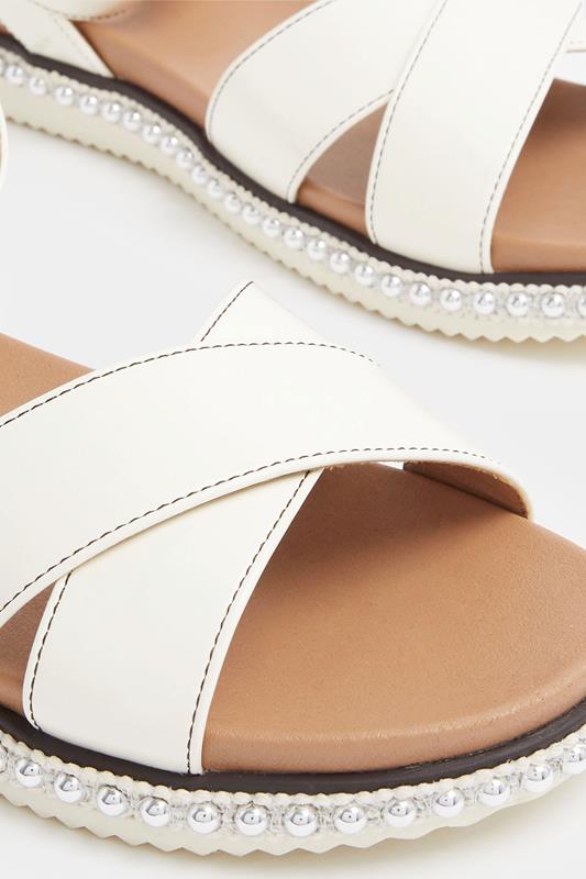 White Cross Over Strap Sandals In Wide E Fit | Yours Clothing 5