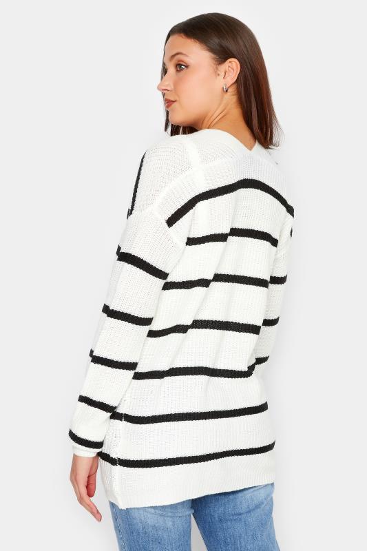 Tall Women's LTS White Stripe Knitted Cardigan | Long Tall Sally 3