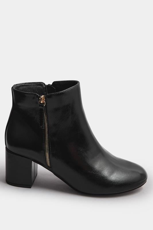 Black Faux Leather Block Heel Ankle Boots In Wide E Fit & Extra Wide EEE Fit | Yours Clothing 3