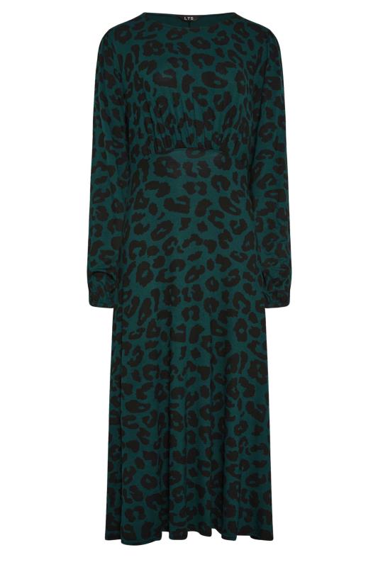 LTS Tall Green Long Sleeve Animal Print Midi Tea Dress 5