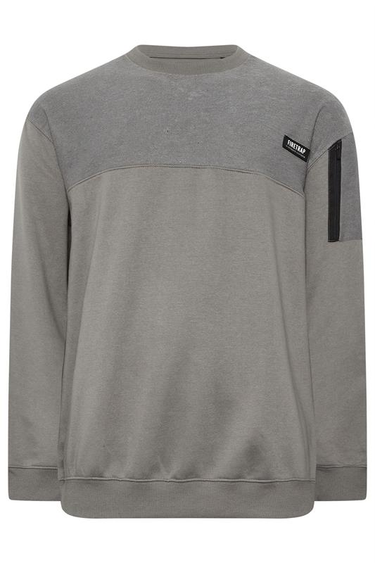 FIRETRAP Big & Tall Grey Olsen Sweatshirt | BadRhino 4