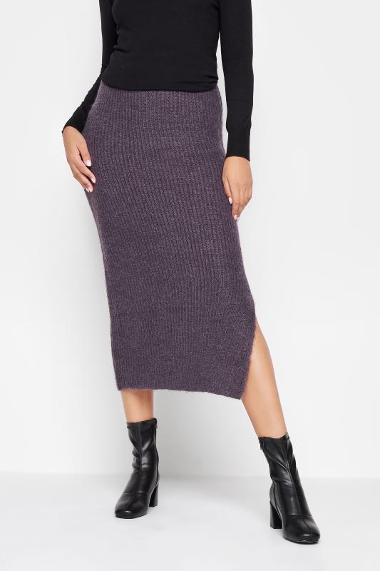 Tall  LTS Tall Dark Purple Midi Knitted Skirt