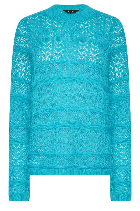LTS Tall Blue Crochet Flare Sleeve Jumper | Long Tall Sally  6