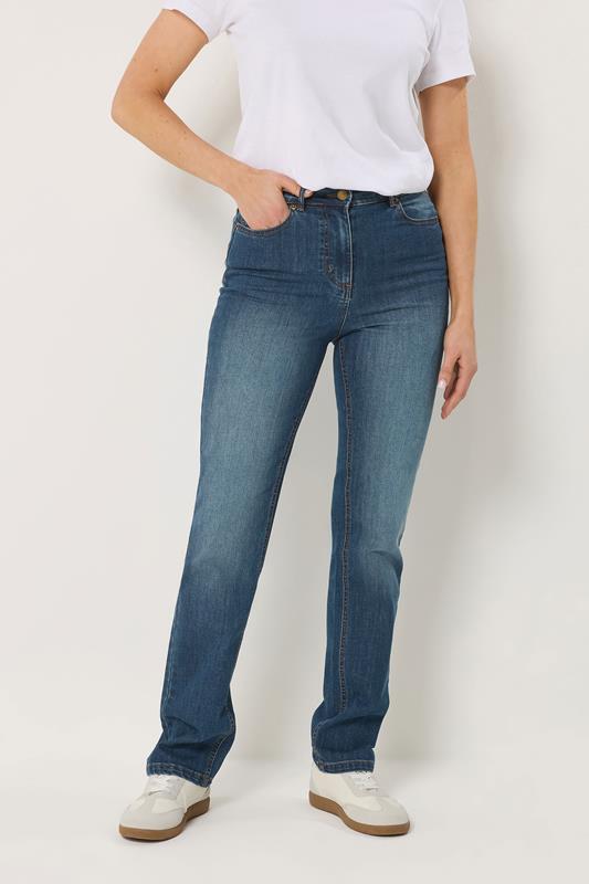 LTS Tall Women's Mid Blue Straight Leg Jeans | Long Tall Sally 1