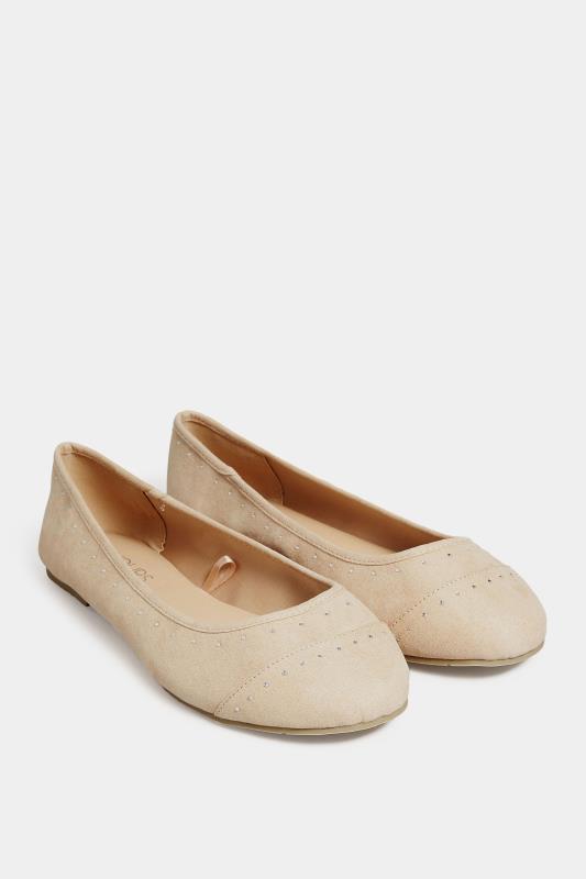 Nude Diamante Ballet Shoes In Wide E Fit & Extra Wide EEE Fit | Yours Clothing 2