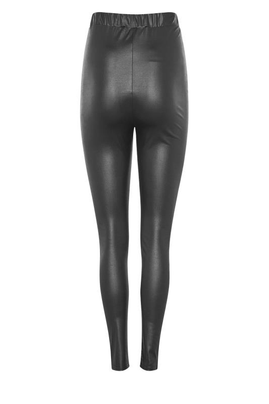 Bershka Tall high waisted faux leather leggings in black | ASOS