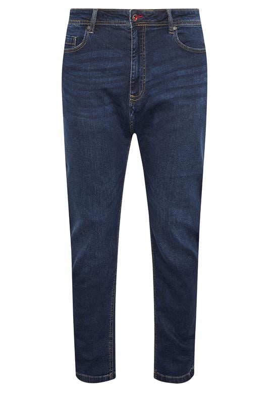 D555 Big & Tall Blue Blue Tapered Stretch Jeans | BadRhino 2
