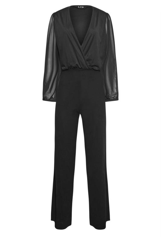 LTS Tall Black Wrap Mesh Sleeve Jumpsuit | Long Tall Sally  5