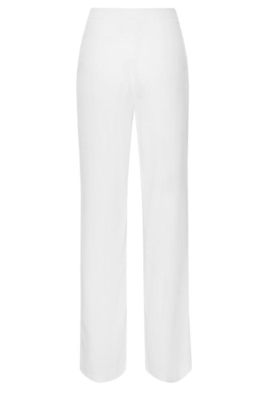 LTS Tall Women's White Wide Leg Linen Look Trousers | Long Tall Sally 5