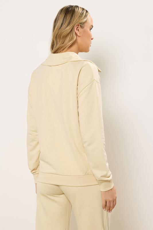 LTS Tall Women's Set Yellow Cotton Quarter Zip Sweatshirt & Wide Leg Joggers | Long Tall Sally 4