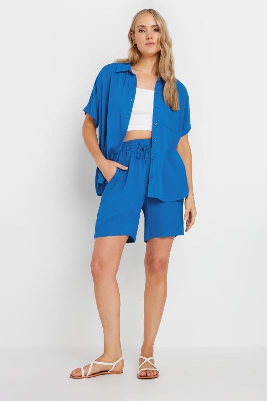 LTS Tall Women's Blue Crinkle Shorts | Long Tall Sally  2