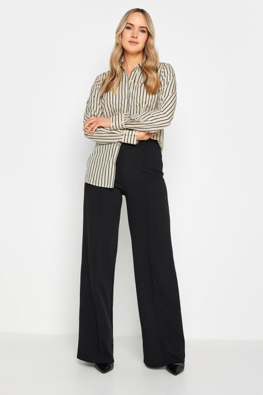 LTS Tall Womens Beige Brown Stripe Longline Shirt | Long Tall Sally  2