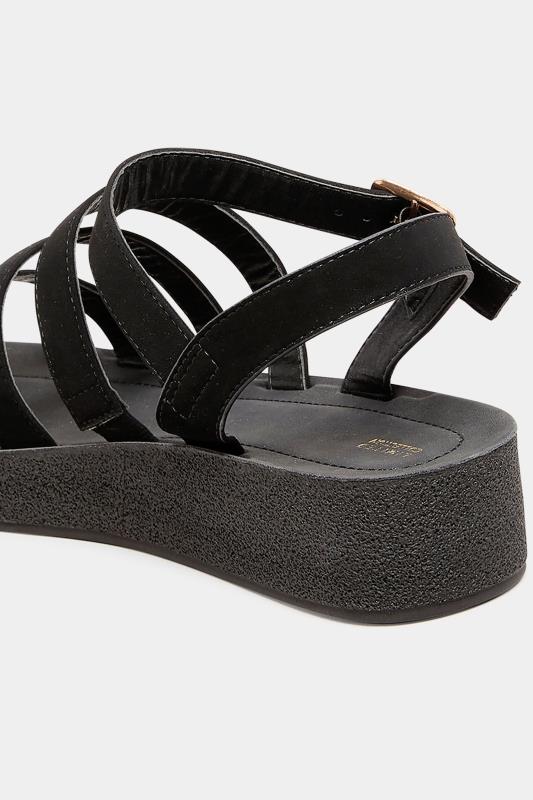 LIMITED COLLECTION Black Multi Strap Sporty Platform Sandal In Extra Wide Fit 4