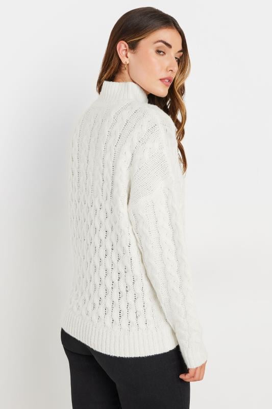 LTS Tall Womens Ivory White Cable Knit Turtle Neck Jumper | Long Tall Sally  3