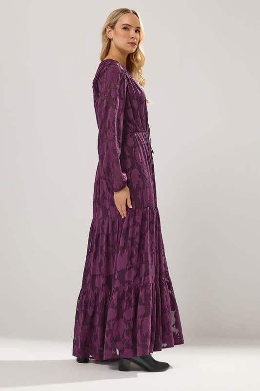 LTS Tall Purple Jacquard Boho Maxi Dress | Long Tall Sally 3