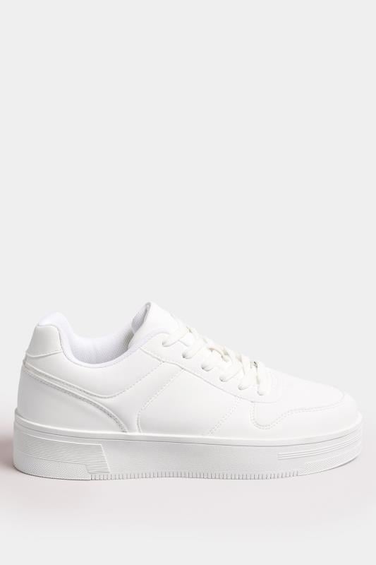 White Chunky Lace Up Trainer In Wide E Fit | Yours Clothing 3