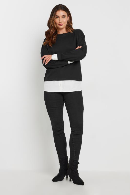 LTS Tall Black Shirt Lined Sweatshirt | Long Tall Sally 2