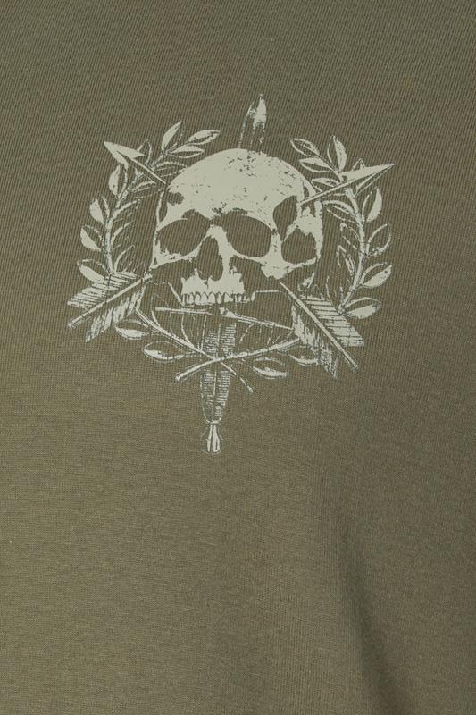 BadRhino Big & Tall Olive Green Skull Emblem Extra Long Graphic T-Shirt | BadRhino 3