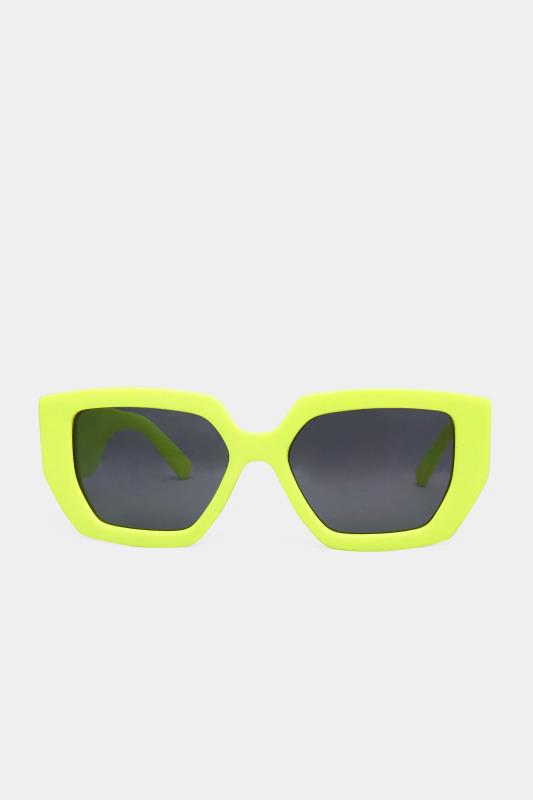  Lime Green Frame Oversized Sunglasses | Yours Clothing  3