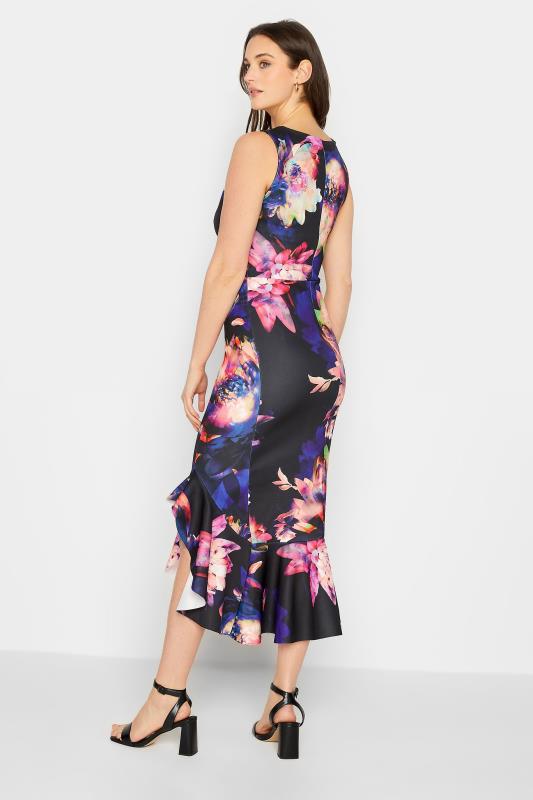 LTS Tall Women's Black Floral Frill Midi Dress | Long Tall Sally 3