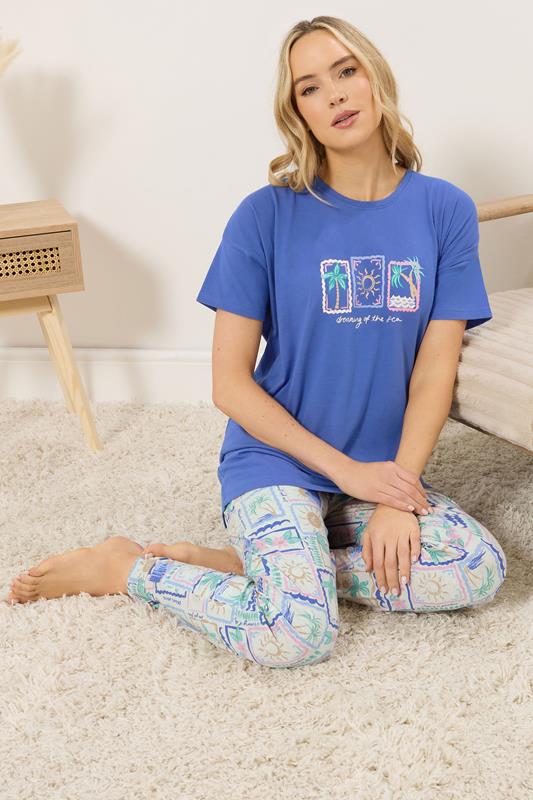 LTS Tall Women's Blue 'Dreaming Of The Sea' Slogan Pyjama Set | Long Tall Sally 2