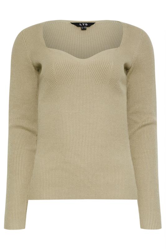 LTS Tall Womens Beige Brown Ribbed Sweetheart Jumper | Long Tall Sally  5