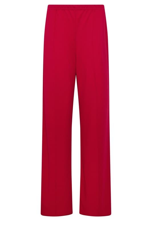 LTS Tall Women's Bright Red Textured Pleated Wide Leg Trousers | Long Tall Sally 5