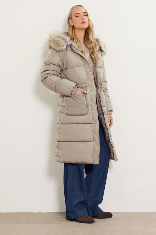 LTS Tall Natural Brown Padded Midi Coat | Long Tall Sally 3