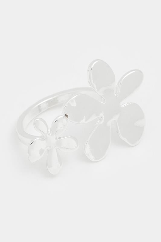  Yours Silver Tone Adjustable Flower Ring