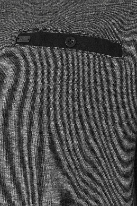 KAM Big & Tall Grey Sweat Long Sleeve Polo Shirt | BadRhino 5