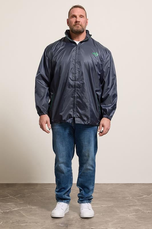 D555 Big & Tall Navy Blue Packaway Rain Jacket | BadRhino 1