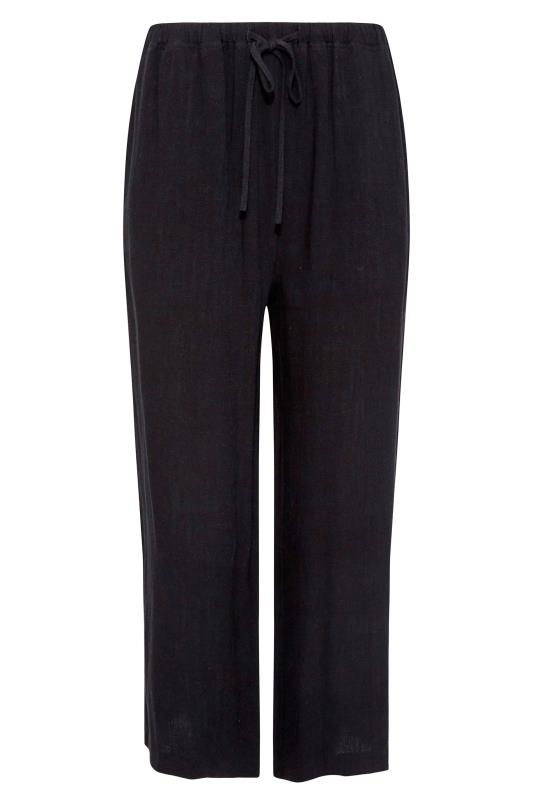 LTS Tall Women's Black Linen Tie Waist Cropped Trousers | Long Tall Sally  5