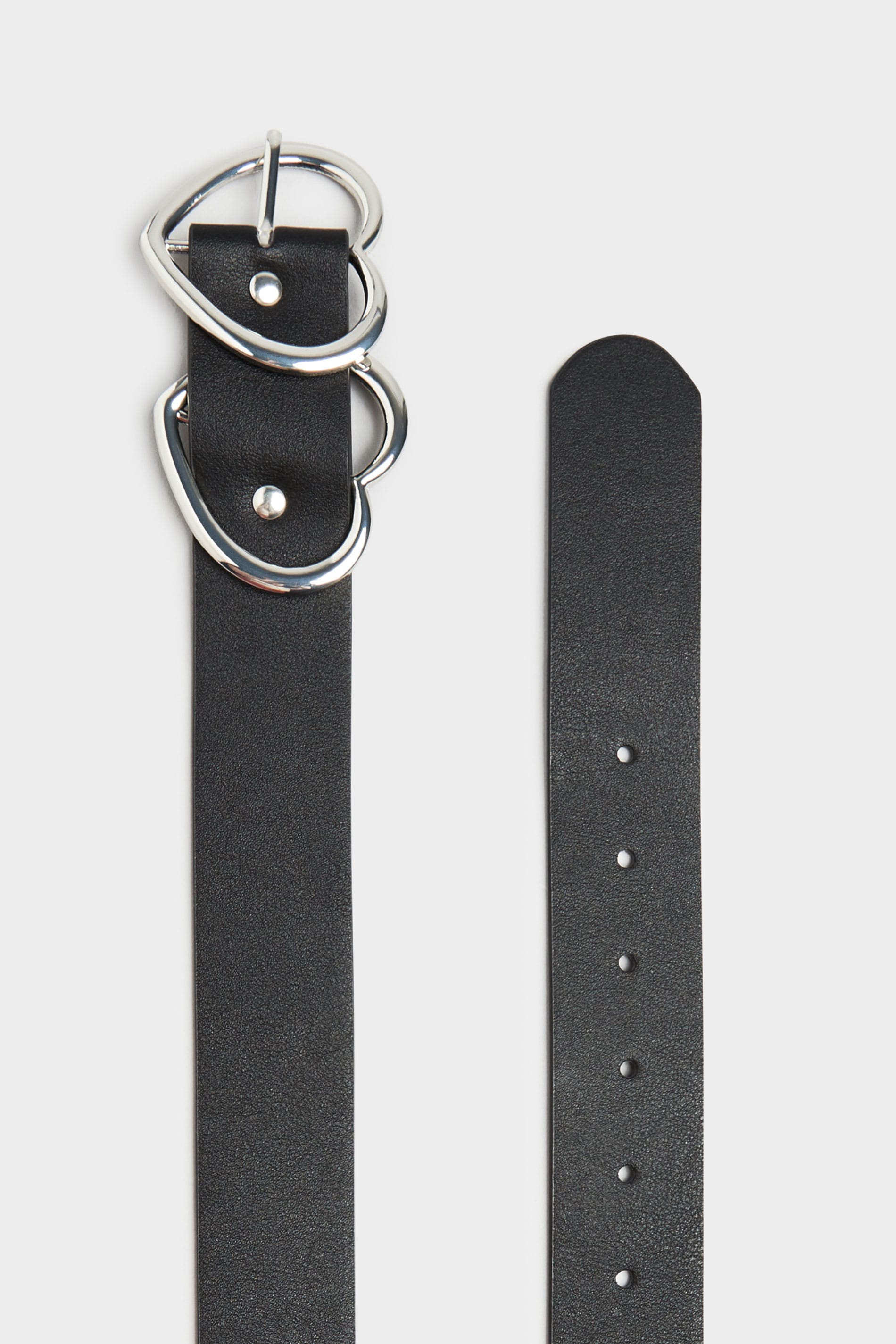 Black & Silver Double Heart Belt | Yours Clothing 3