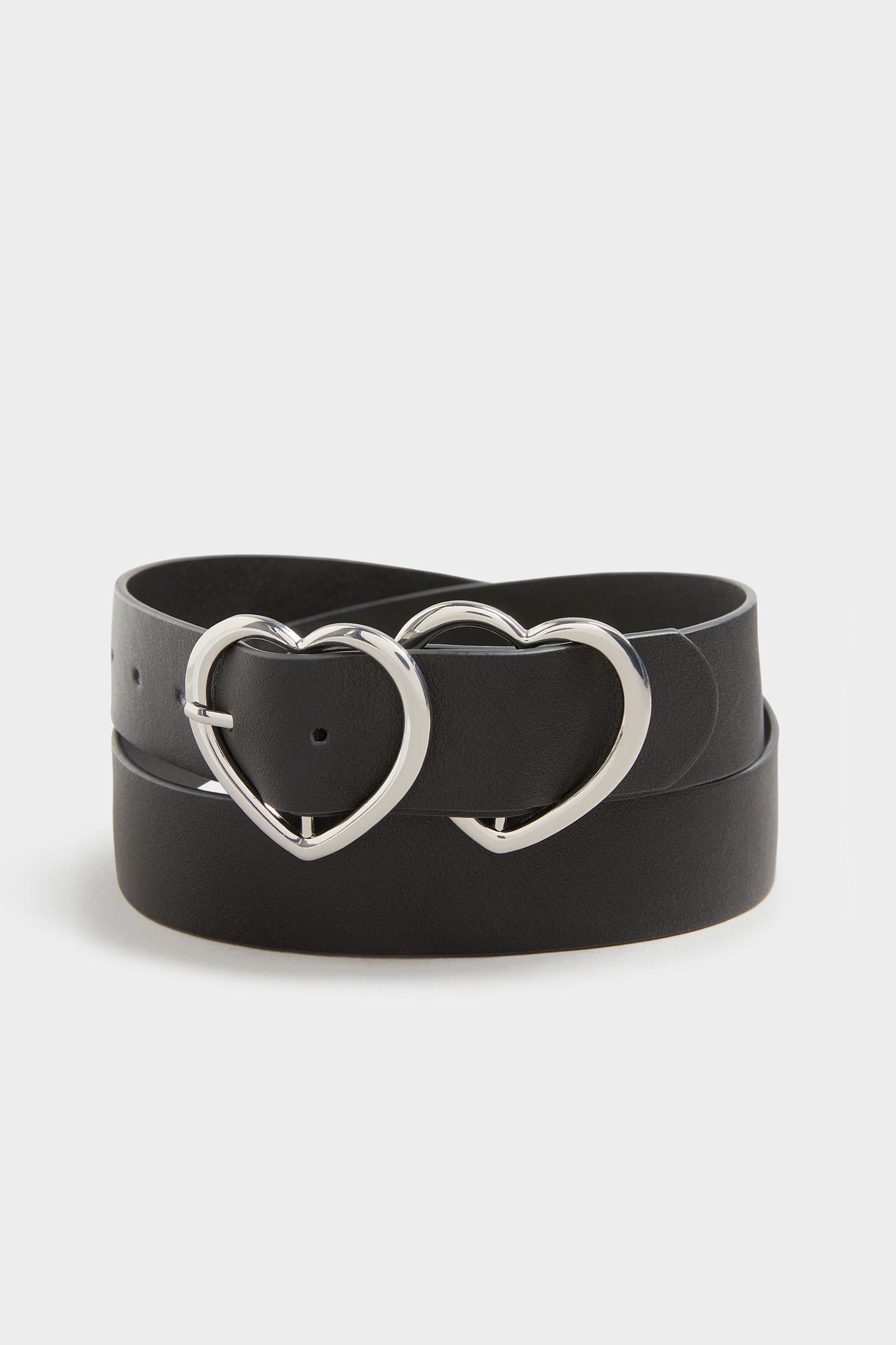 Black & Silver Double Heart Belt | Yours Clothing 2