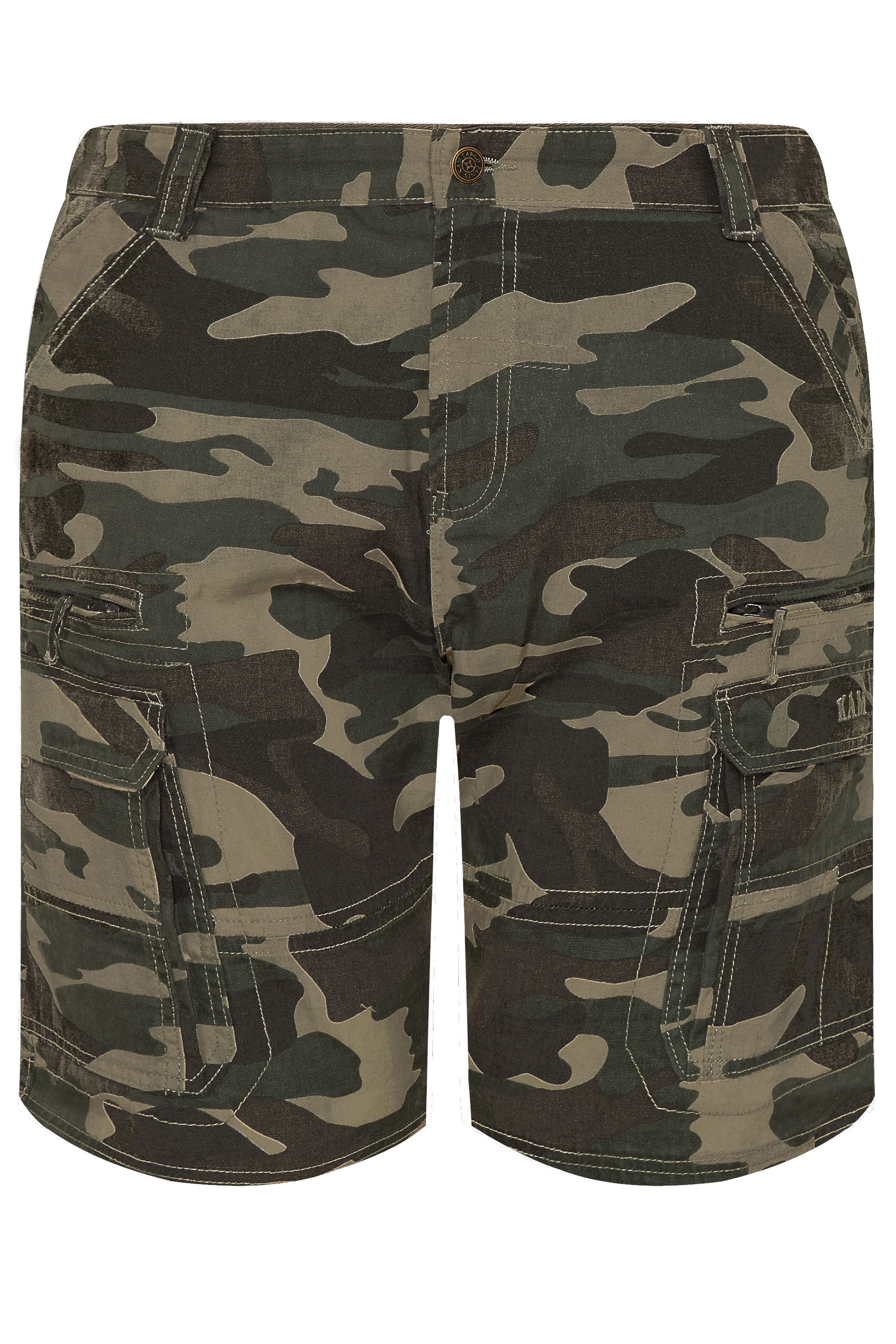 KAM Khaki Green Camo Cargo Shorts | BadRhino 1