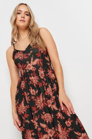 LTS Tall Women's Black & Red Paisley Print Strappy Maxi Dress | Long ...