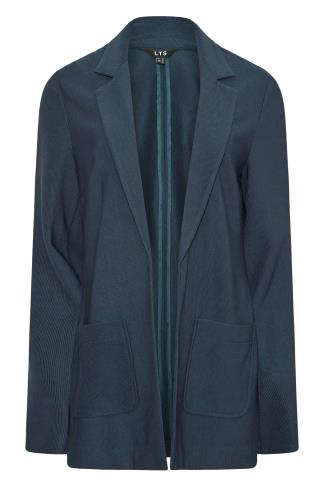 LTS Tall Women's Navy Blue Ribbed Blazer Jacket | Long Tall Sally