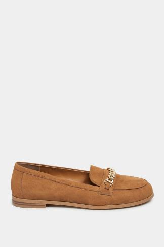 LTS Tan Brown Chain Loafers In Standard Fit | Long Tall Sally