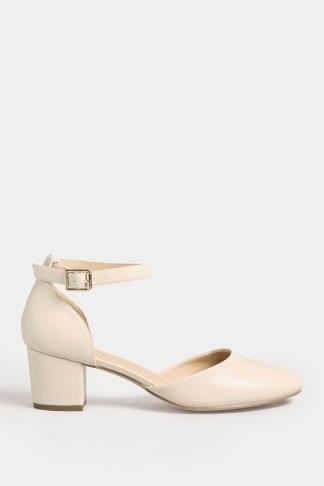 LTS Nude Two Part Block Heel Court Shoes in Standard Fit | Long Tall Sally