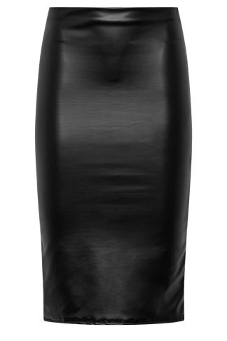 LTS Tall Women's Black Faux Leather Pencil Skirt | Long Tall Sally