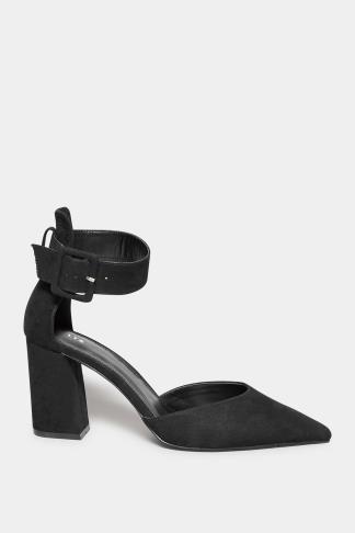 LTS Black Pointed Block Heel Court Shoes In Standard Fit | Long Tall Sally