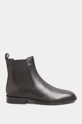 LTS Black Leather Chelsea Boots In Standard Fit | Long Tall Sally