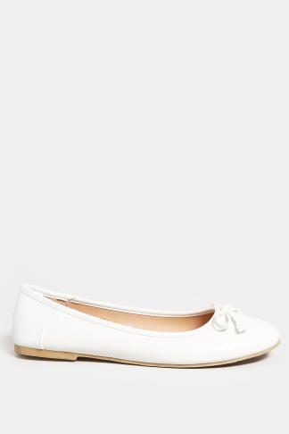 LTS White Woven Ballerina Pumps In Standard Fit | Long Tall Sally