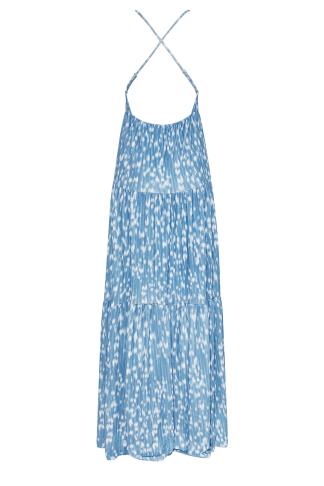 LTS Tall Women's Blue Spot Print Cross Back Tiered Maxi Dress | Long ...